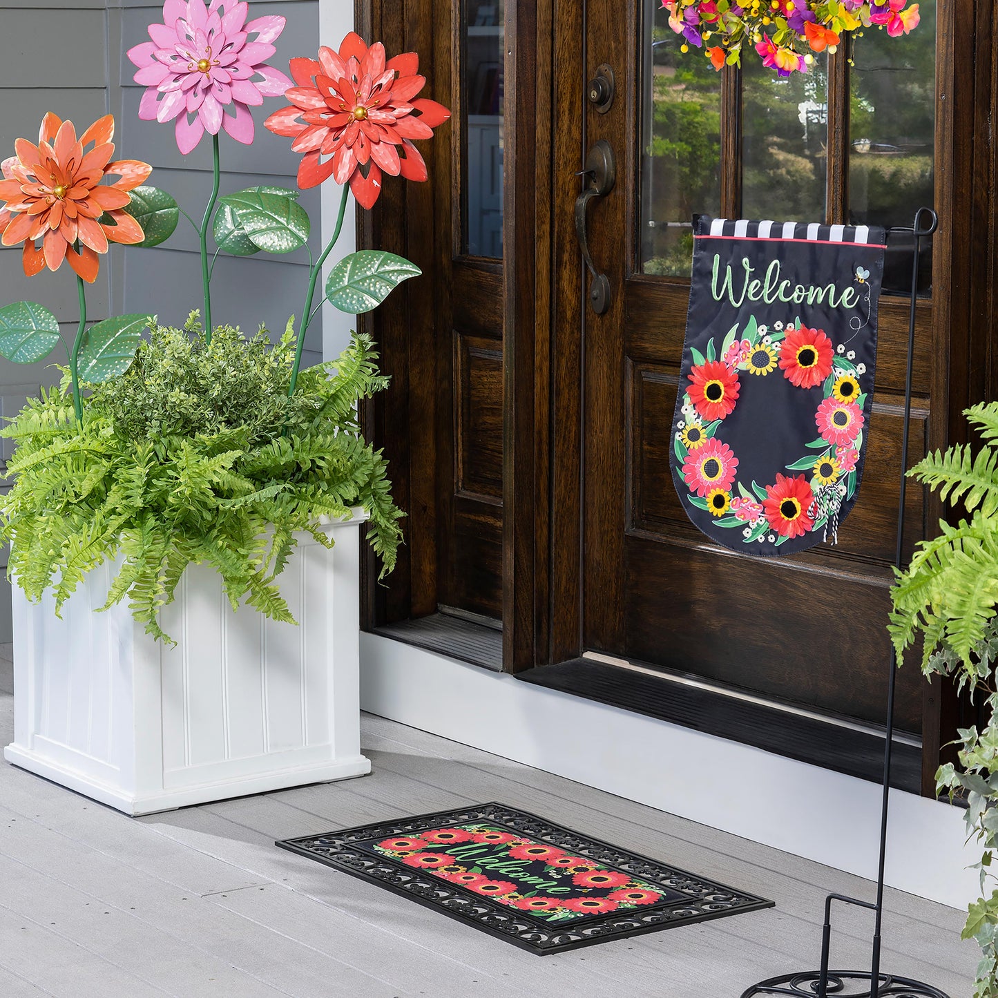 Floral Watercolor Wreath with Faux Pansies and Violets