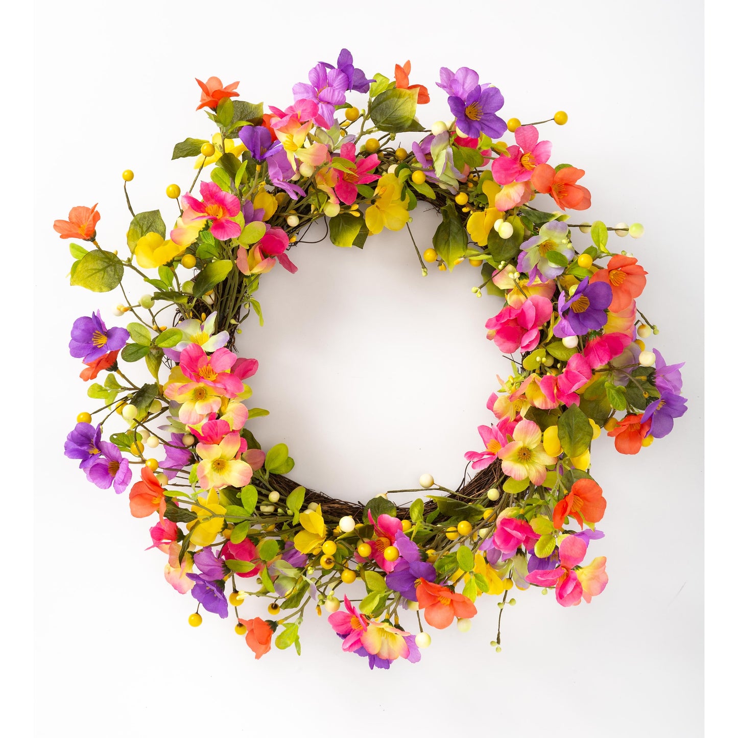 Floral Watercolor Wreath with Faux Pansies and Violets