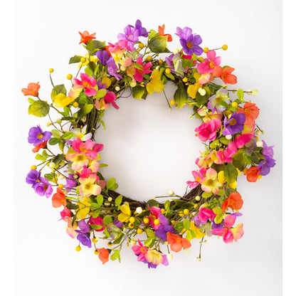 Floral Watercolor Wreath with Faux Pansies and Violets