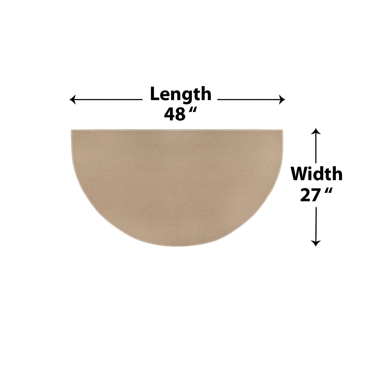 Flame Resistant Fiberglass Half Round Hearth Rug, 27" x 48"