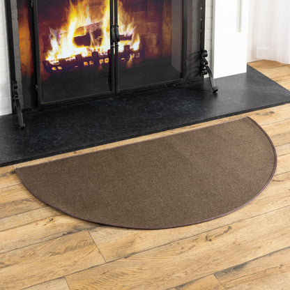 Flame Resistant Fiberglass Half Round Hearth Rug, 27" x 48"