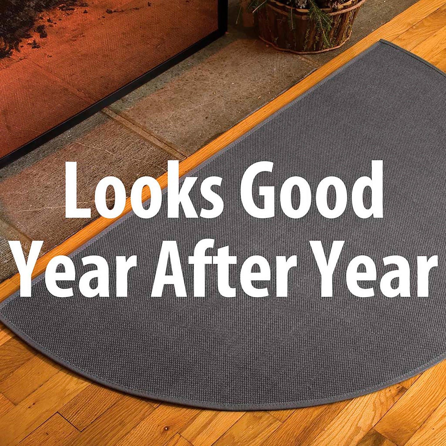 Flame Resistant Fiberglass Half Round Hearth Rug, 27" x 48"