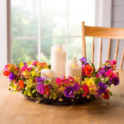 Floral Watercolor Wreath with Faux Pansies and Violets