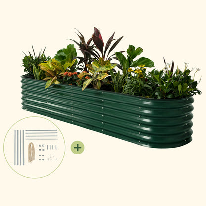 2.0' x 8.0' Classic Garden Bed with Metal Frame String Trellis
